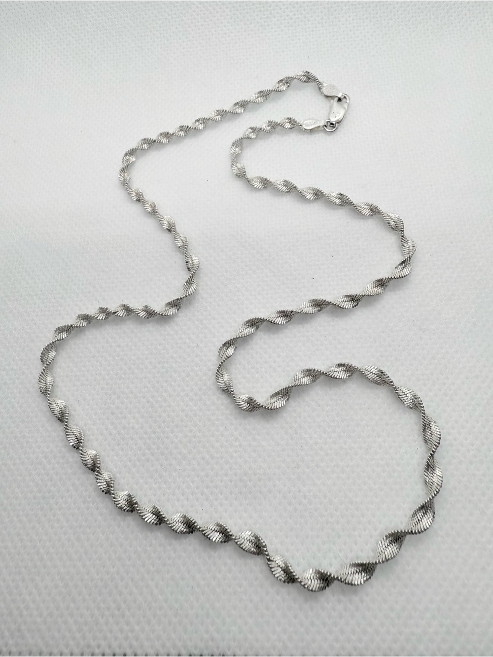 Italian Made Sterling Silver Twisted Rope Necklace - Silver